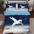 3D Bedding Sheet Flying White Clouds Unicorn 042 Quilt Cover Set Bedding Set Pillowcases 3D Duvet cover