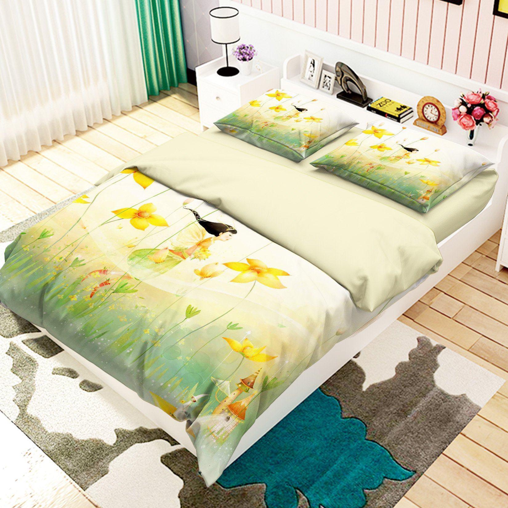 3D Bedding Sheet Flying Flowers Elf 338 Quilt Cover Set Bedding Set Pillowcases 3D Duvet cover