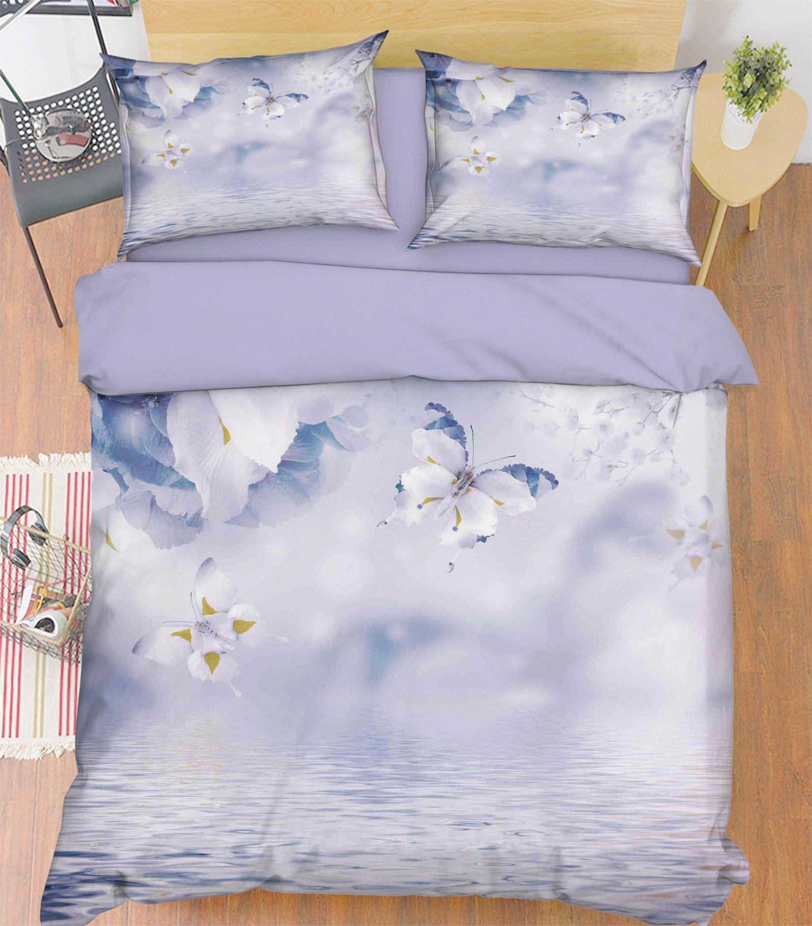 3D Bedding Sheet Water Face Flying Butterflies 286 Quilt Cover Set Bedding Set Pillowcases 3D Duvet cover