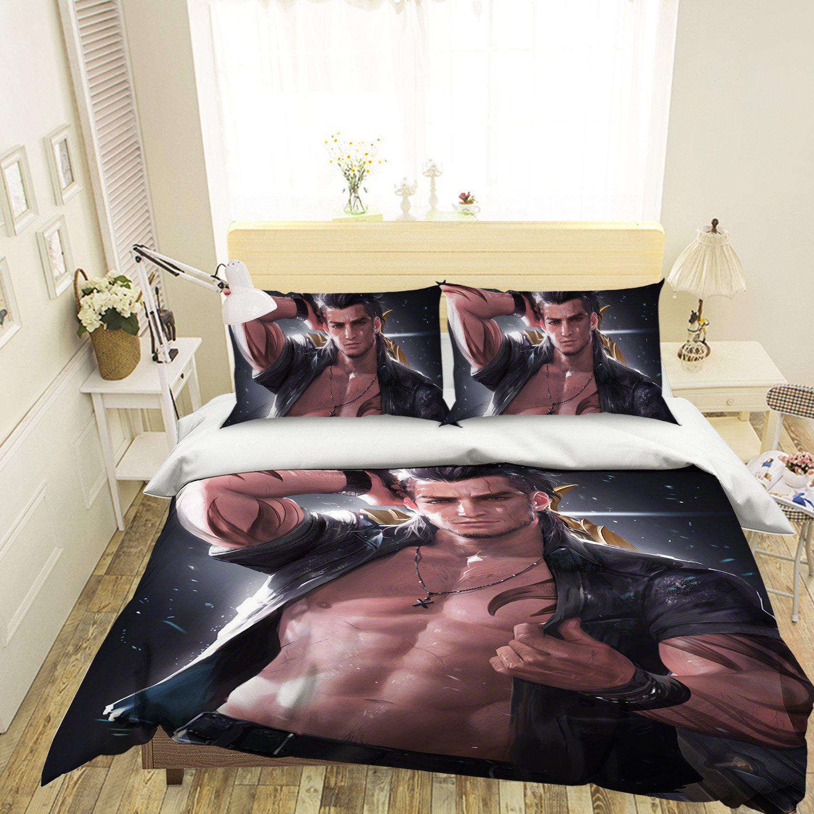 3D Bedding Sheet Strong Man 420 CG Anime Bed Pillowcases Quilt Cover Set Bedding Set Pillowcases 3D Duvet cover,Queen