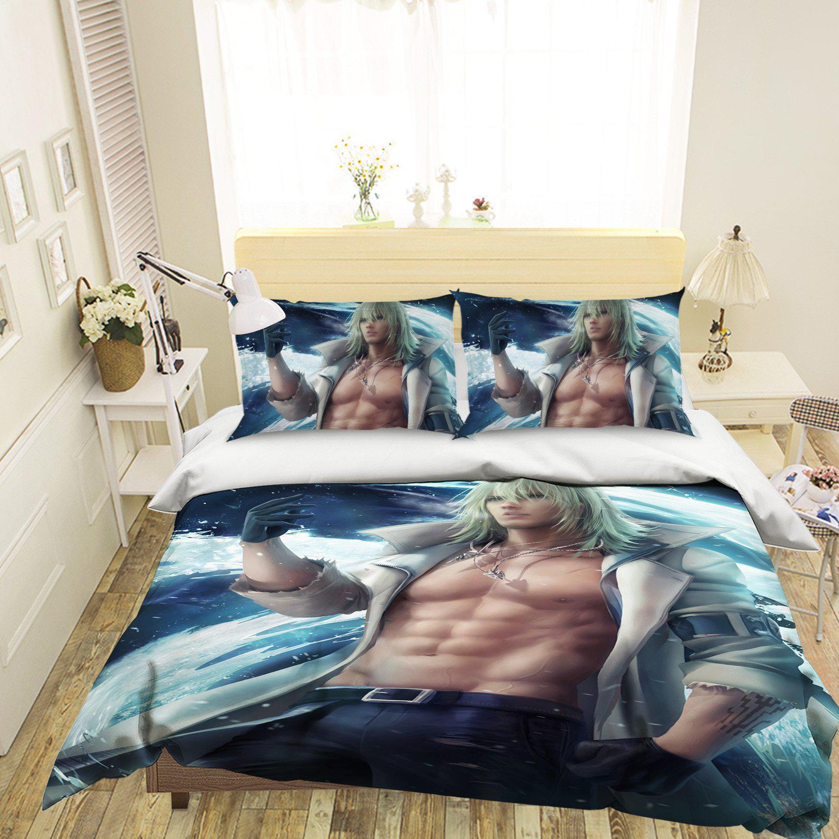 3D Bedding Sheet Strong Man 410 CG Anime Bed Pillowcases Quilt Cover Set Bedding Set Pillowcases 3D Duvet cover,King Single