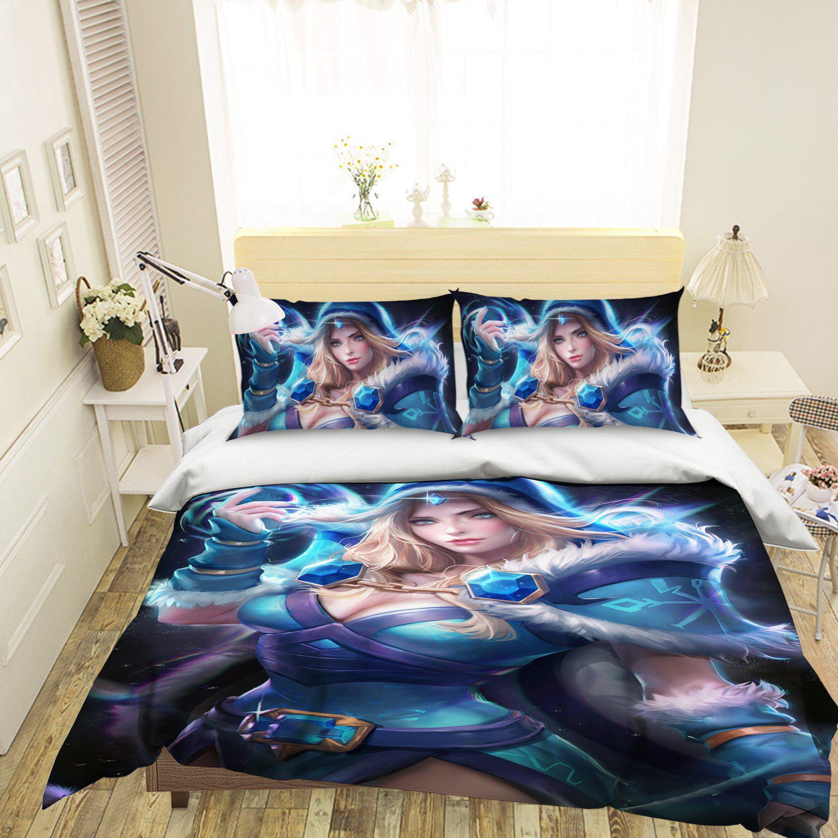 3D Bedding Sheet Sapphire Woman 302 CG Anime Bed Pillowcases Quilt Cover Set Bedding Set Pillowcases 3D Duvet cover,King Single