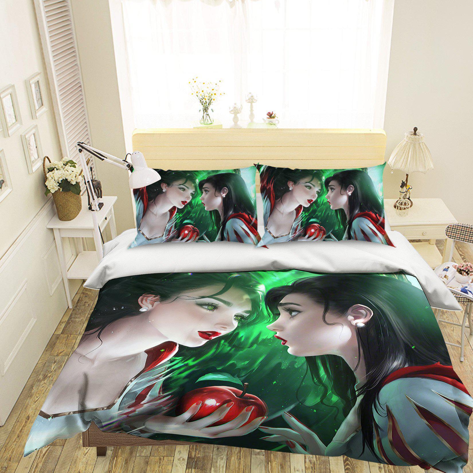 3D Bedding Sheet Red Apple Girl 195 CG Anime Bed Pillowcases Quilt Cover Set Bedding Set Pillowcases 3D Duvet cover,Queen
