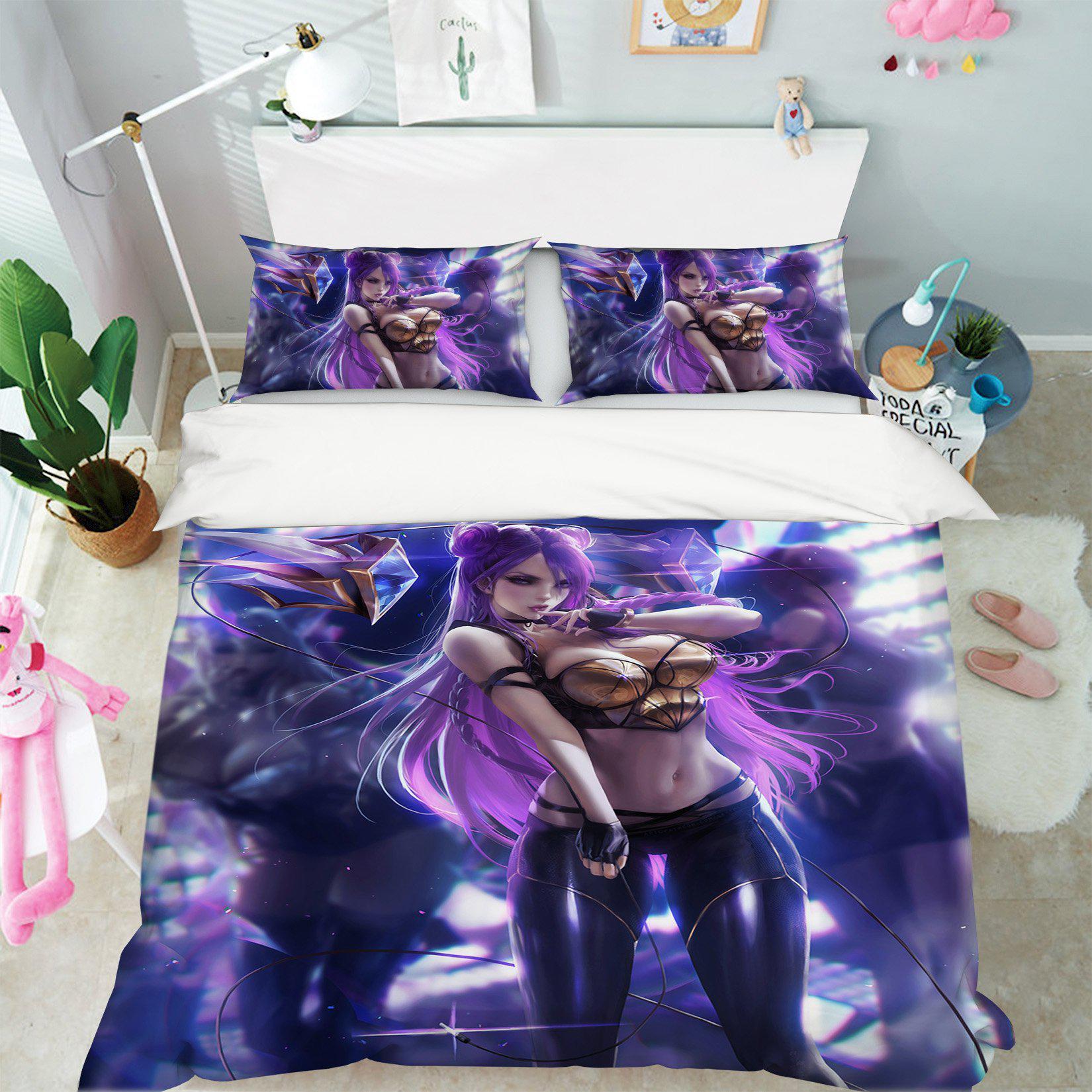 3D Bedding Sheet Girl Sapphire 069 CG Anime Bed Pillowcases Quilt Cover Set Bedding Set Pillowcases 3D Duvet cover,King