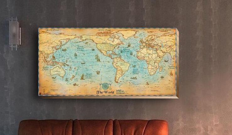 Ancient World Map Stretched Canvas Print
