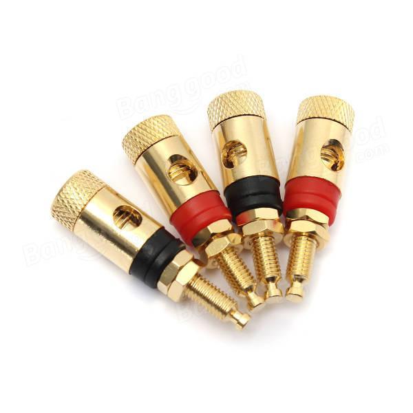 4PCS Copper Gold Plated Adapter AV Audio For Speaker 4mm Banana Plug Test Probe