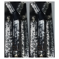 2x Mens Suspenders Braces Adjustable Strong Clip On Elastic Formal Wedding Slim - Silver (Sequin)