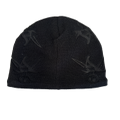 Thermal Insulated Fine Ski Knit Heat Print Beanie Hat Warm Winter Cap - Black - One Size