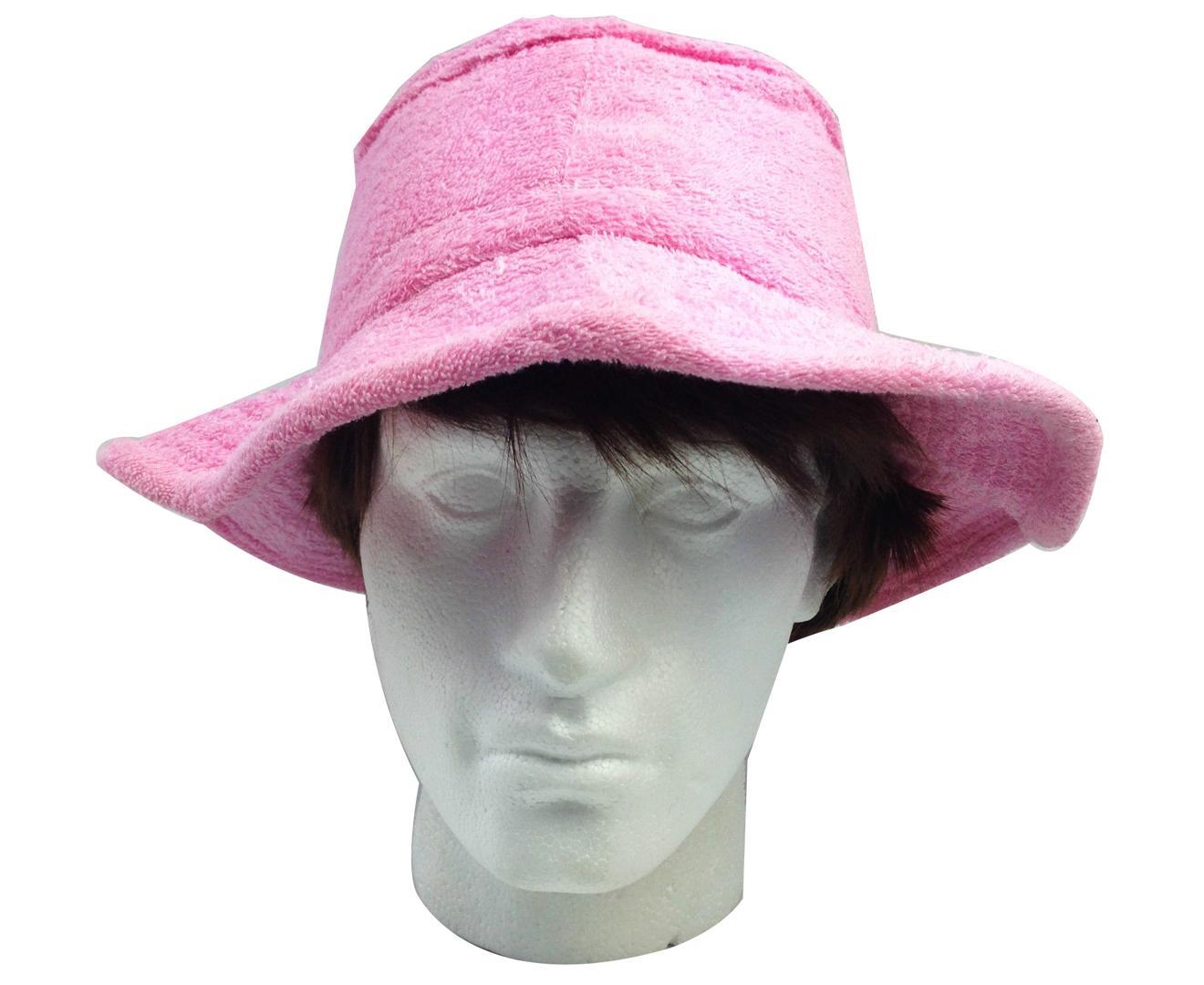 Terry Towelling BUCKET HAT Daggy Fishing Camping Lad Cap Retro 100% COTTON - Pink - X-Large