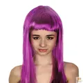 LONG WIG Straight Party Hair Costume Fringe Cosplay Fancy Dress 70cm Womens - Fuchsia (22455)