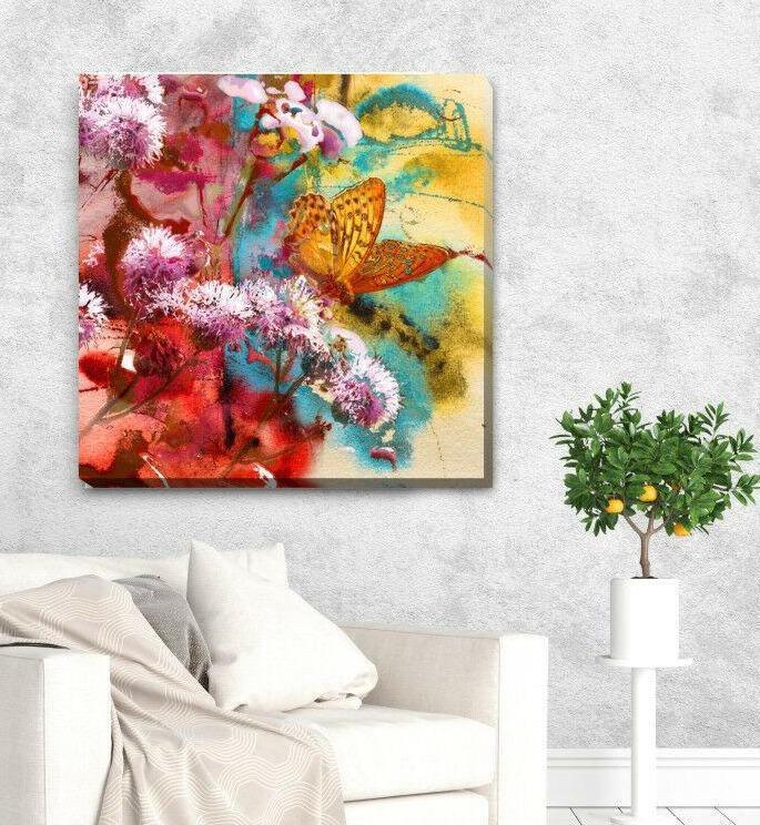 Butterfly Flower Stretched Canvas Print F75