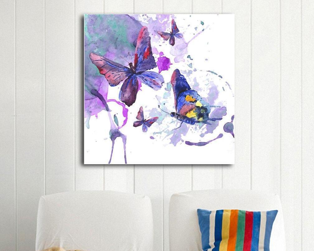 Butterflies Watercolour Stretched Canvas Print