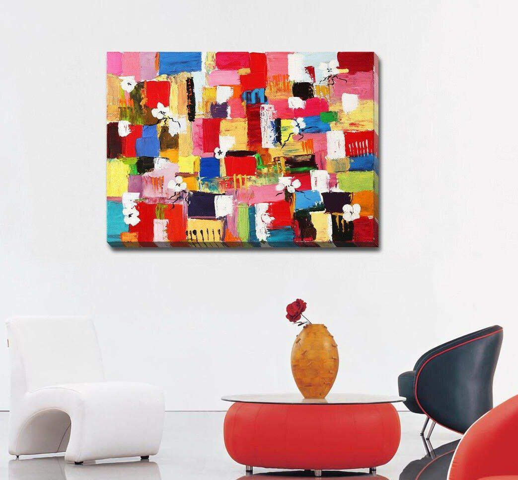 Candy Colour Grid Stretched Canvas Print