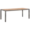 Garden Table Grey 190x90x75 cm Poly Rattan and Solid Acacia Wood vidaXL