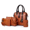 4 Pcs Women Faux Pu Leather Handbag Vintage Elegant Multi-Function Crossbody Bag