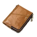 Men Rfid Antimagnetic Wallet Leather 12 Card Slots Vintage Double Zipper Coin Bag