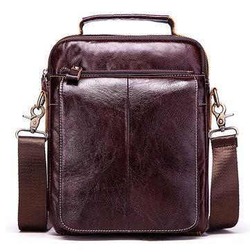 Men Leather Business Casual Vintage Large Capacity Multi-Function Crossbody Bag