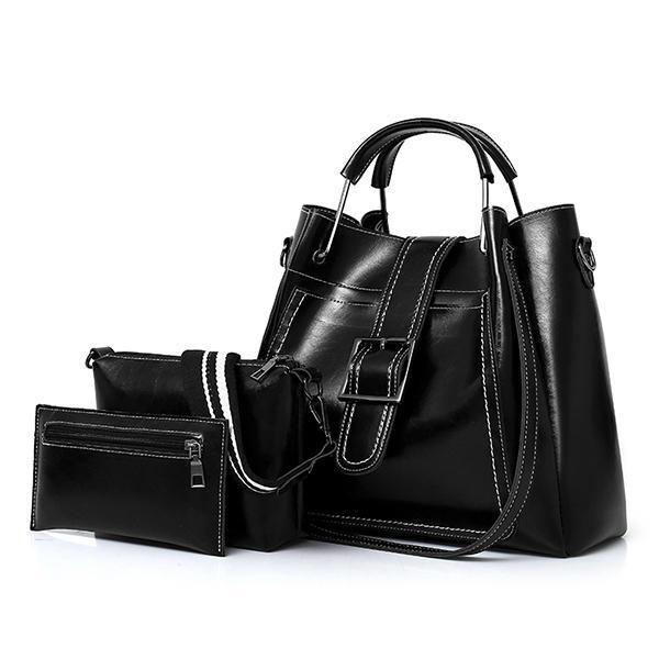 Women Pu Leather Three-Piece Set Handbag Shoulder Clutch Bag