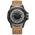 Creative Dial Calendar Display Waterproof Leather Men Wristwatch Quartz Watch