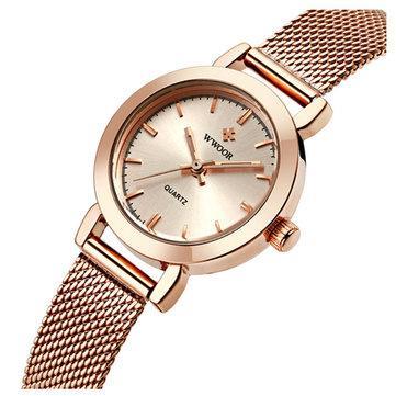 Simple Design Elegant Ladies Wristwatch Mesh Steel Clock Quartz Watch