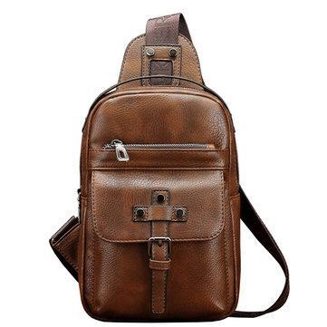Men Pu Leather Business Casual Chest Bag Crossbody Shoulder Bags For Leisure 01