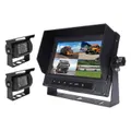 Elinz 7" Quad Screen Waterproof Monitor HD 12V/24V Reversing CCD Camera Mining Vehicle Truck Caravan Boat with 2 Camera and 2x 10M Cable