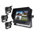 Elinz 7" Quad Screen Waterproof Monitor HD 12V/24V Reversing CCD Camera Mining Vehicle Truck Caravan Boat with 3 Camera and 3x 10M Cable