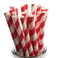 Red White Stripe Biodegradable Paper Drinking Straws Birthday Party Cafe Take Away