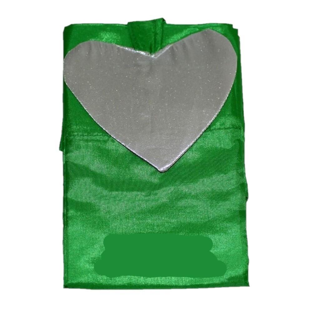 5m Bali Flag Apple Green with Silver Heart, Party, Weddings, Events Satin