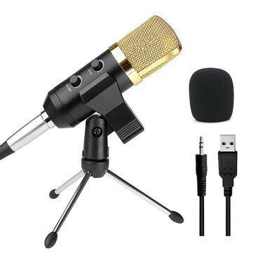 Audio Dynamic USB Condenser Sound Recording Vocal Microphone Mic With Stand Mount BLACK
