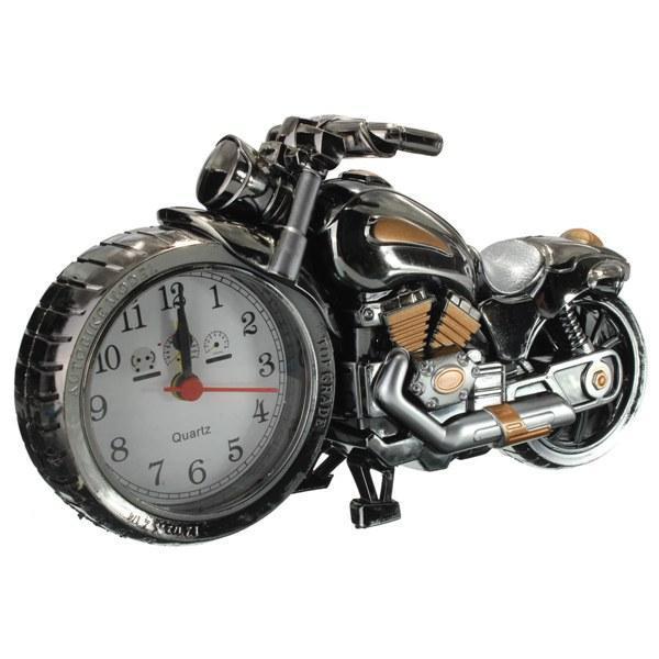 Creative Plastic Motorcycle Motor Bike Quartz Alarm Clock EBONY