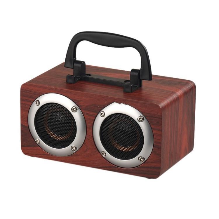 W5B Wooden Dual Horn Stereo Bluetooth Speaker With Phone Holder Support Tf Card / Aux (Red)