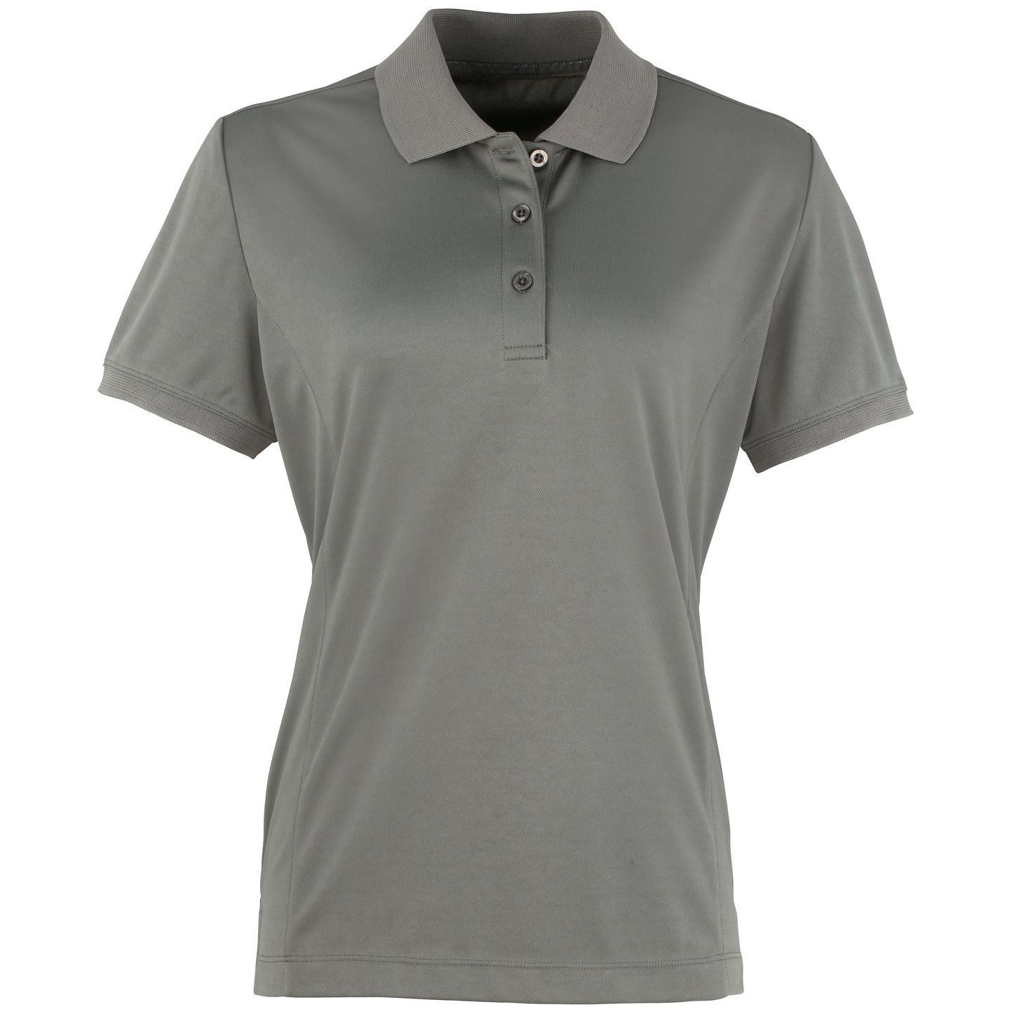 Premier Womens/Ladies Coolchecker Short Sleeve Pique Polo T-Shirt (Dark Grey) (2XL)