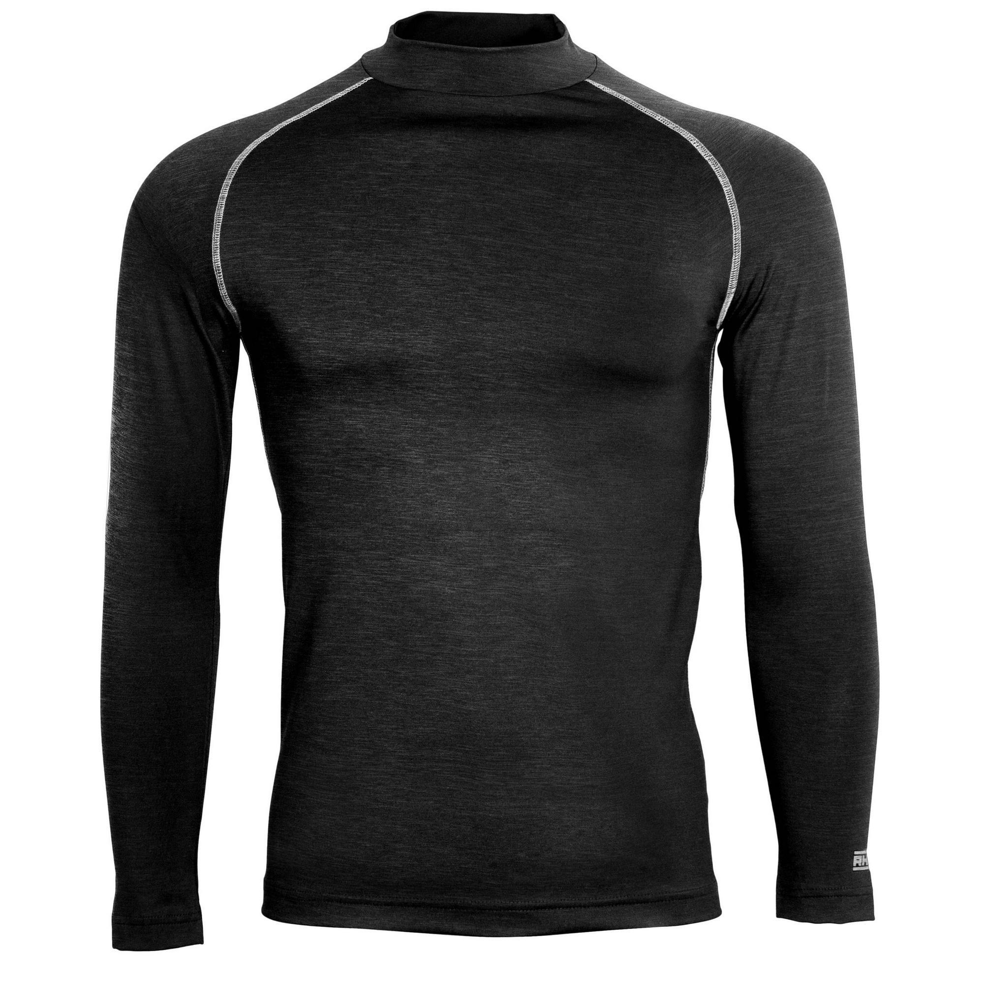 Rhino Mens Thermal Underwear Long Sleeve Base Layer Vest Top (Black Heather) (SM)