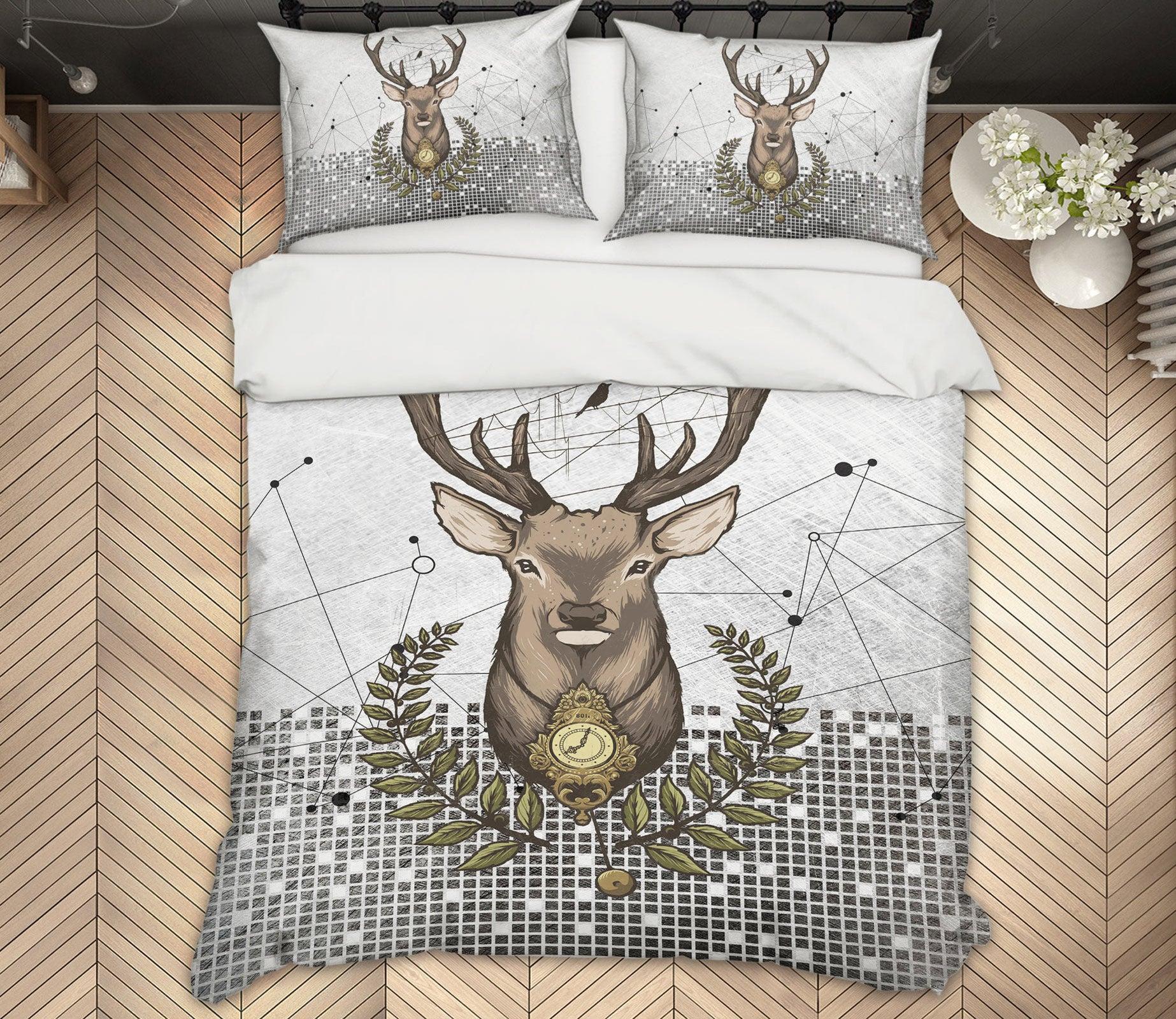 3D Deer Head 12085 Bed Pillowcases Quilt Cover Set Bedding Set 3D Duvet cover Pillowcases