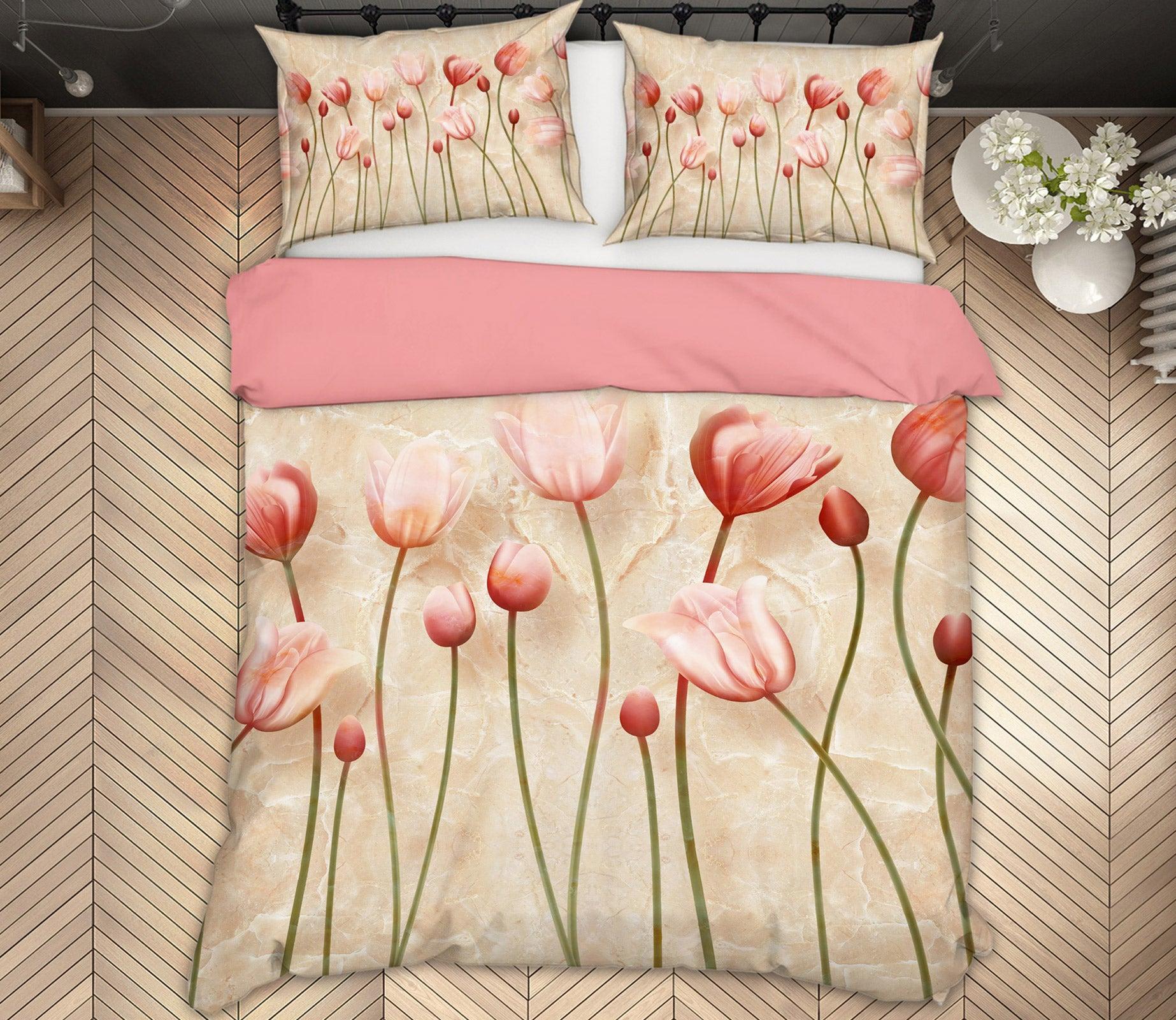 3D Red Flowers 12081 Bed Pillowcases Quilt Cover Set Bedding Set 3D Duvet cover Pillowcases