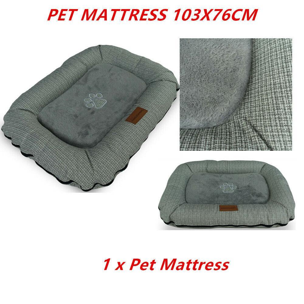 Winston Pet Mattress Bed Mat 103X76CM Soft Linen NonSlip Dog Pillow Indoor 78815