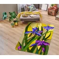 3D Purple Blue Flowers 33044 Non Slip Rug Mat