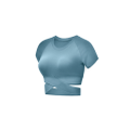 Short Sleeve Crop Tops For Women Workout Yoga Gym Top Lounge T Shirts Water Blue M