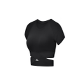 Short Sleeve Crop Tops For Women Workout Yoga Gym Top Lounge T Shirts Black L