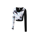 Women Crop Top Long Sleeve Yoga T-Shirt Quick Dry Gym Running Tights Tees - White White XL