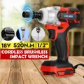 520N.M Brushless Cordless Impact Wrench 1/2" Torque Electric Wrench Power Tool Suitable For 18V Makita Battery(No Battery)(red,Electric Wrench and Converter)