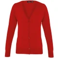 Premier Womens/Ladies Button Through Long Sleeve V-neck Knitted Cardigan (Red) (12)