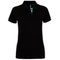 Asquith & Fox Womens/Ladies Short Sleeve Contrast Polo Shirt (Black/ Lime) (2XL)