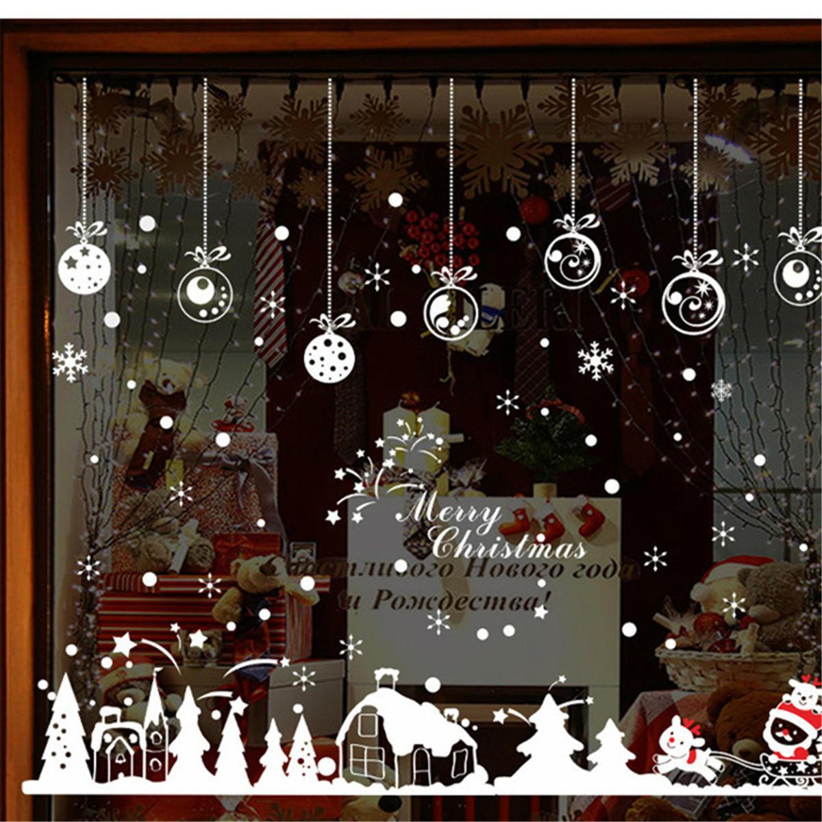 2PCS Xmas Christmas Window Sticker Snowflake Reindeer Santa Claus Tree Home Decor New Wall Sticker