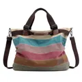 Canvas Striped Handbags Contrast Shoulder Crossbody Bags