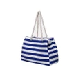 Women Travel Storage Handbag Shoulder Bag Stripes Canvas Shopping Bags Blue Colour