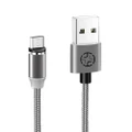 LED 2.4A Magnetic Round Rotate Micro USB Data Cable 1.2M for Samsung S10 Xiaomi Redmi K30 LG HUAWEI SILVER COLOR
