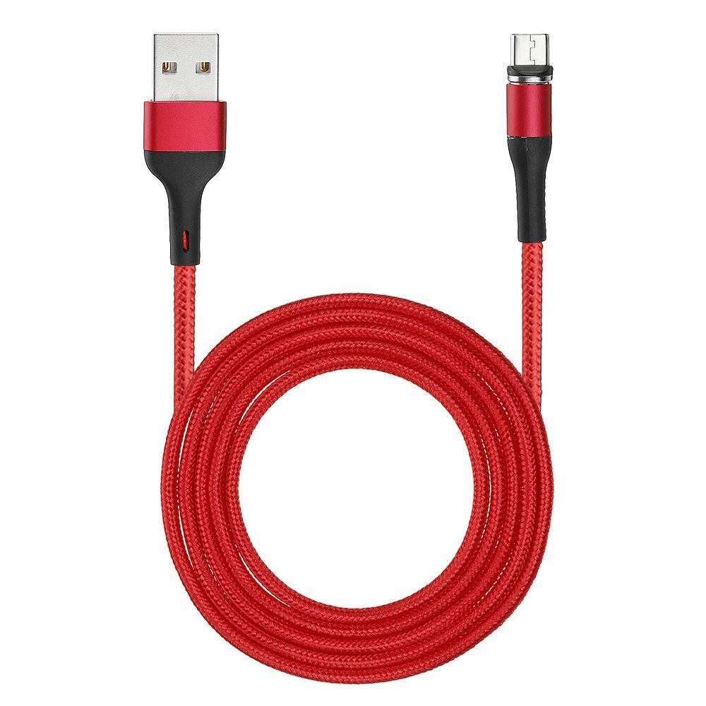 US-SJ338 U29 Micro USB LED Magnetic Braided Fast Charging Cable 2M For Tablet Smartphone RED