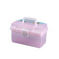 Ruida Small Double Layer Transparent Cartoon New Material PP Plastic Painting Tool Box PINK